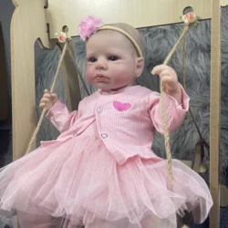 MRB 50CM LouLou Awake Princess Girl Reborn Baby Doll Open Blue Eyes 3D Skin Visible Veins Collectible Doll Toy Christmas Gift