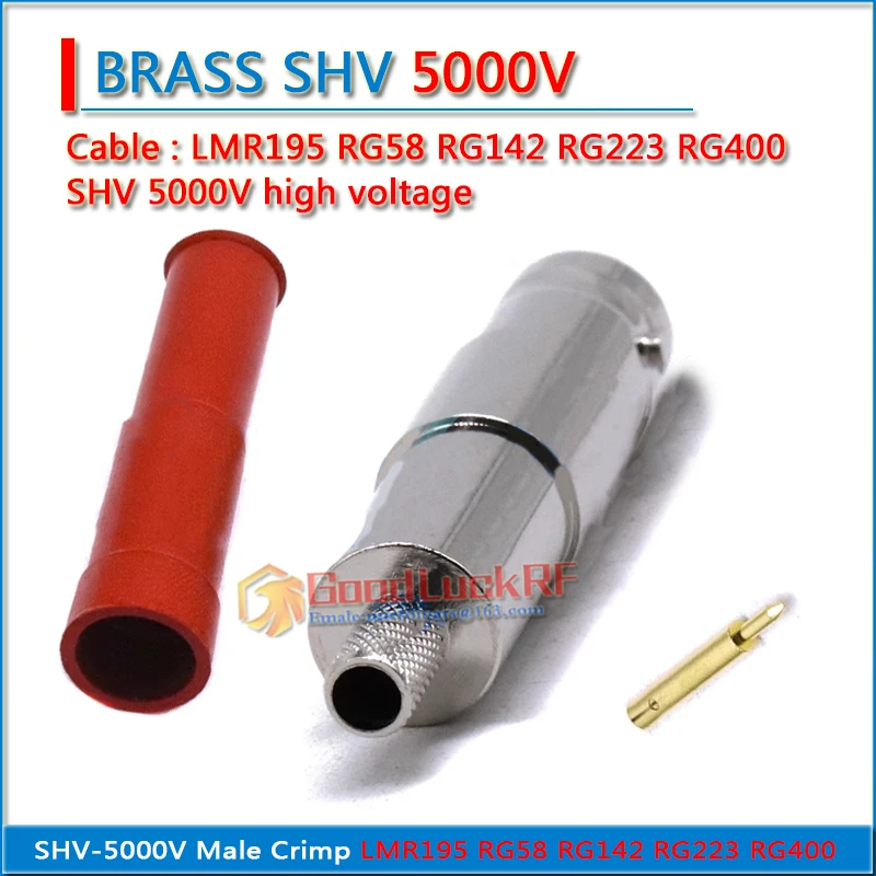 SHV-5000V SHV5000V SHV Male pin High Voltage Power BNC Female Crimp for LMR195 RG58 RG142 RG223 RG400 RF Connector Adapters