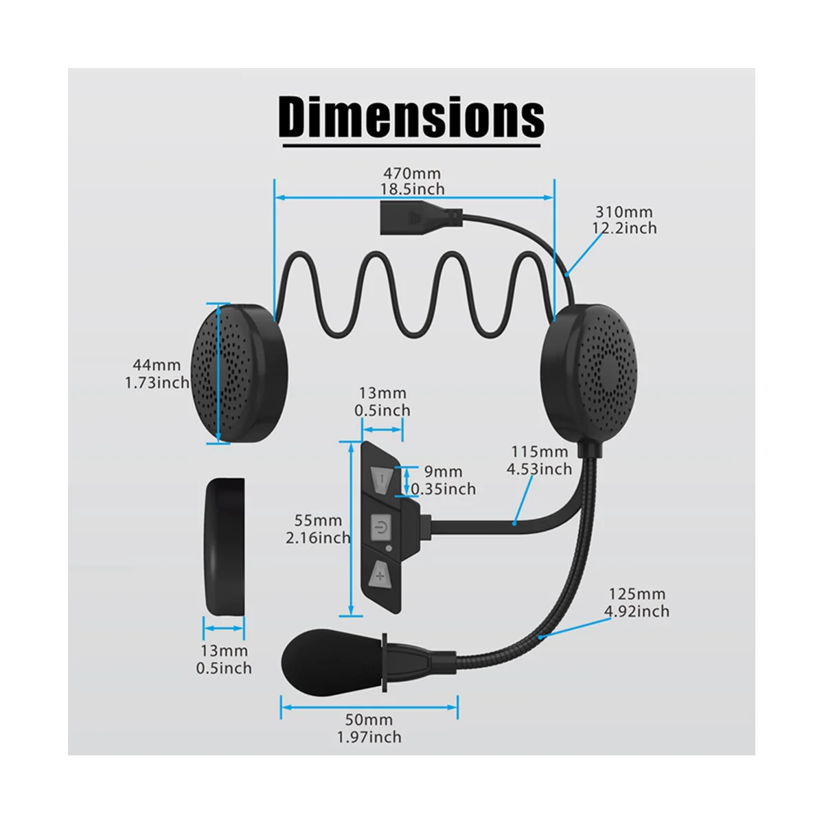 Bluetooth 5.2 Motorcycle Helmet Headset Wireless Handsfree Stereo Music Player Headphone Noise Reduction Earphone