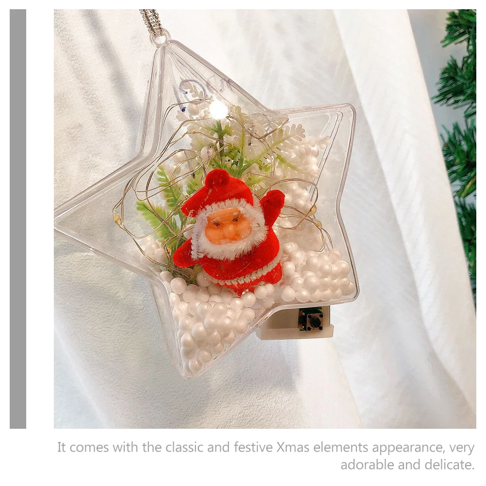 

10pcs Clear Plastic Christmas Tree Ball Ornaments Star Shaped Xmas Decorations Hanging Home Party Wall Window Door Transparent