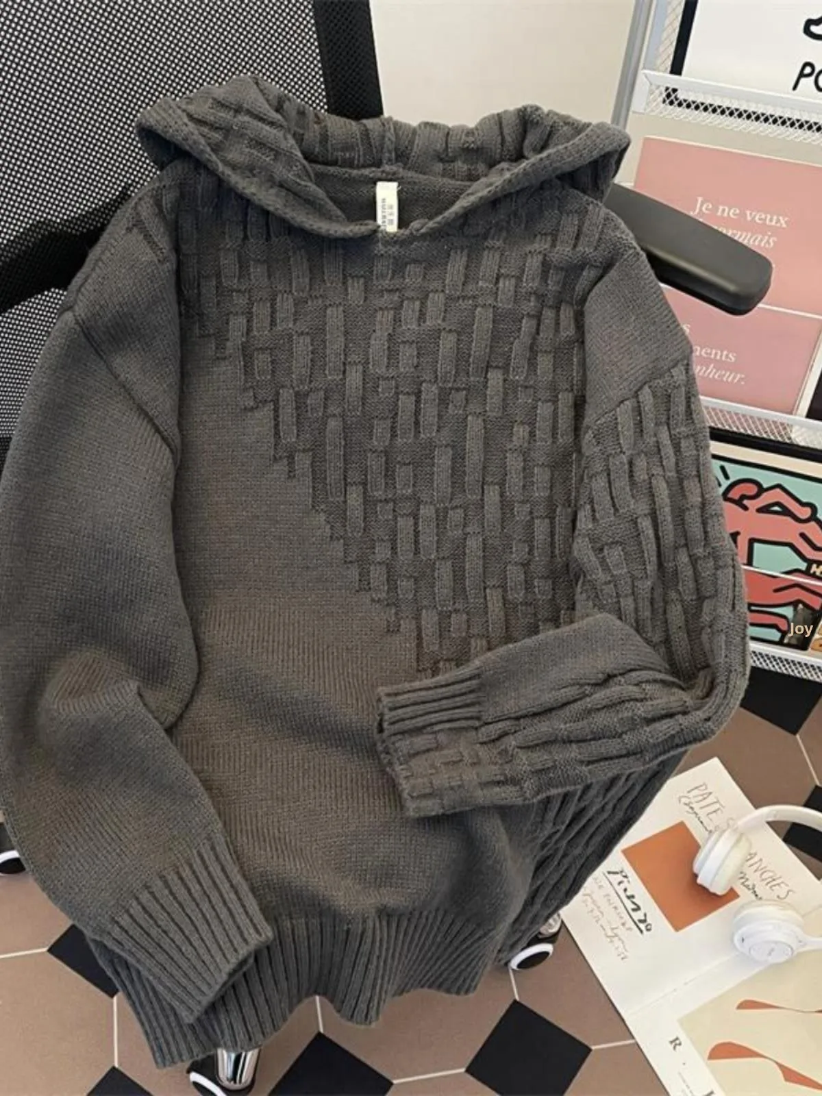 

Retro Knitted Hat Sweater Men's Autumn Winter American Street Design Sensation Small Trendy Oversize Knitted irt