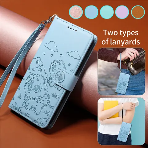 เคสโทรศัพท์แบบพับป้องกันการโจรกรรมลายสุนัขน่ารักหรูหรา สำหรับ Xiaomi Redmi 14C 15C 15 14R 13 13C 13X 12 12C 11A 10C 10 Power 4G 5G
