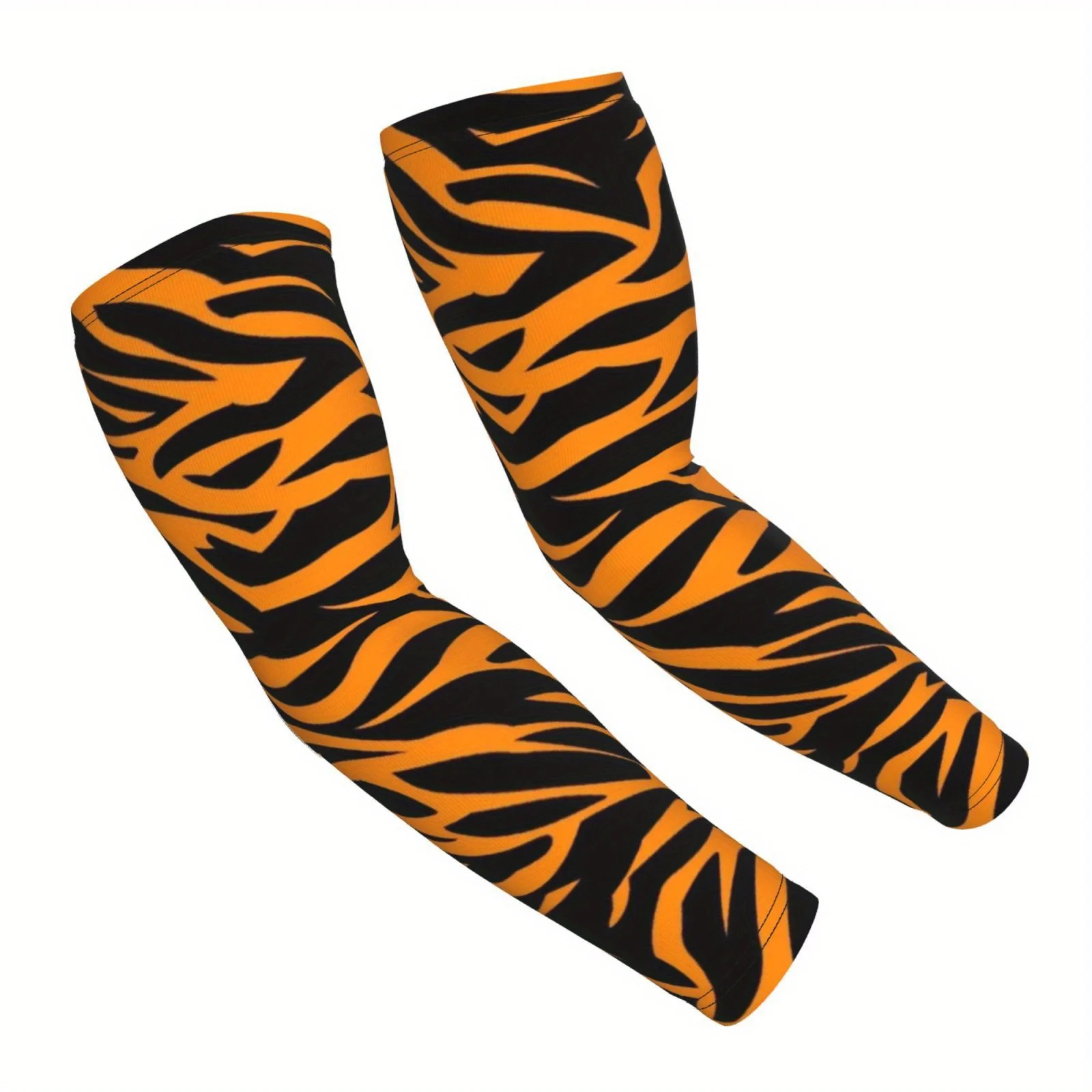 Tiger Stripe Sleeve Covers Bold Black Orange Animal Print for Outdoor Daily Wear Fashionable Arm Warmers Fashion Accessory view 3