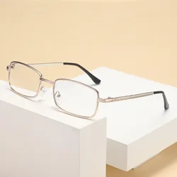 New Square Reading Glasses Men Women Metal Frame Business Prescription Fashion Presbyopia Eyeglasses +1.00 +1.50 +2.00 +2.50