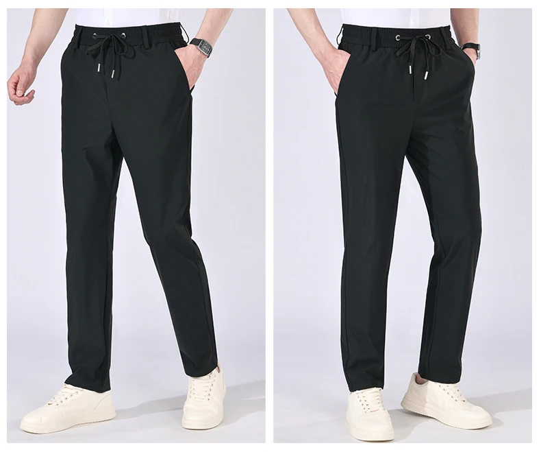 Hochelastische Herrenhose mit Vier-Wege-Stretch, Lässige Slim-Fit-Jogginghose mit Elastischem Kordelzug, Atmungsaktive Hose in Übergrößen bis 5XL – Detail 5