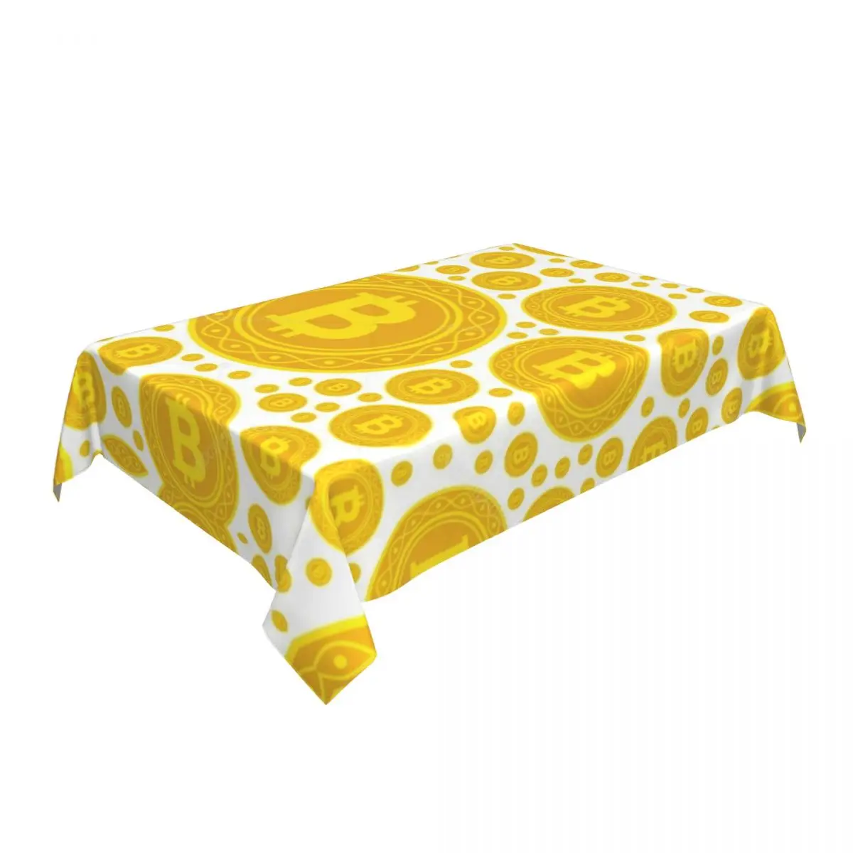 BTC Bitcoin Tablecloth Rectangular Fitted Oilproof Digital Currency Cryptocurrency Table Cover Cloth for Party