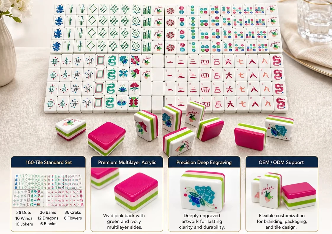 Modern Luxury Foldable Portable American Mahjong, 4-Layer Acrylic Durable, 4 Players, Casual Hand Rub, Chess Card Game