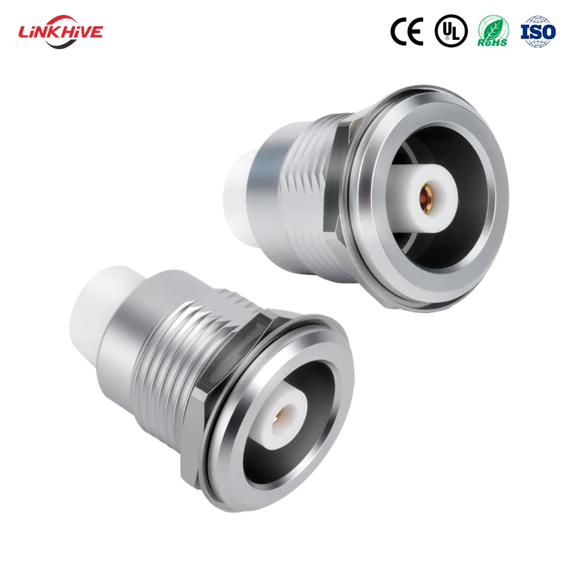 Custom Half Moon Connector ERA Male/Female Circular 1 PIN Push Pull Self-locking S Series Coaxial Connector Compatible with LEMO