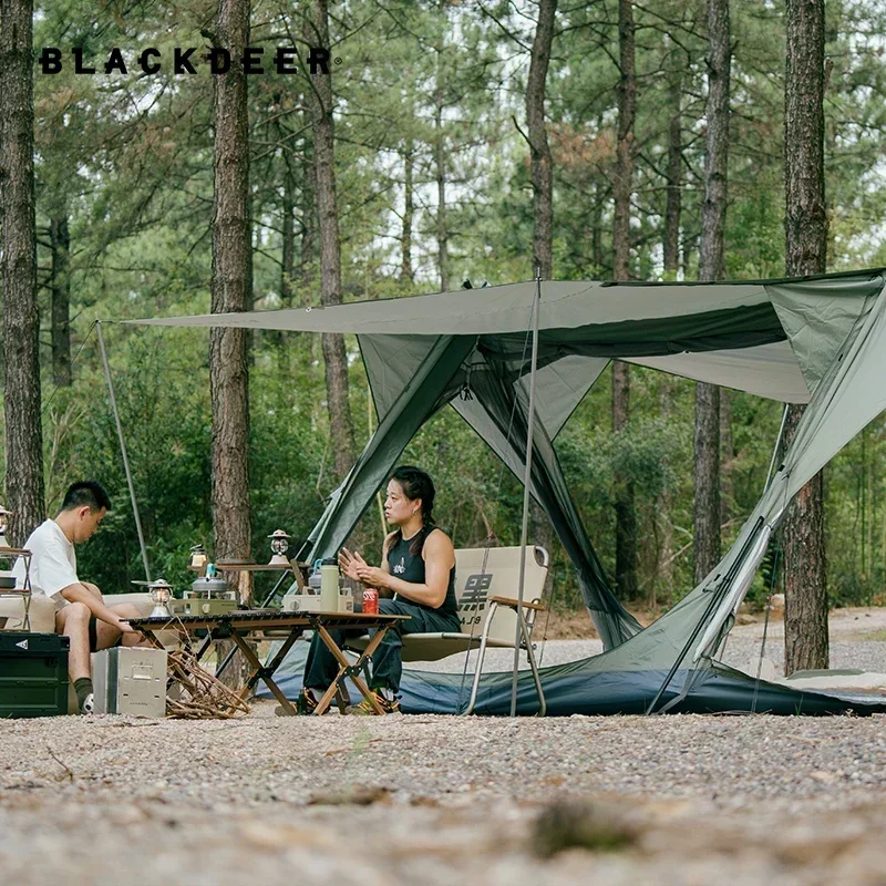 BLACK-DEER 5-8 People Backpacking Tent Outdoor Camping Double Layer Flying Bird  Oil Green Waterproof 210D Polyester Oxford