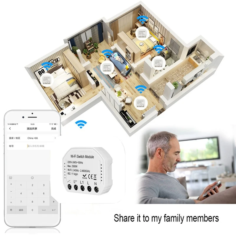 Wifi Switch Module,Wifi Switch Module DIY Breaker Home Automation Module Compatible With For Google Home