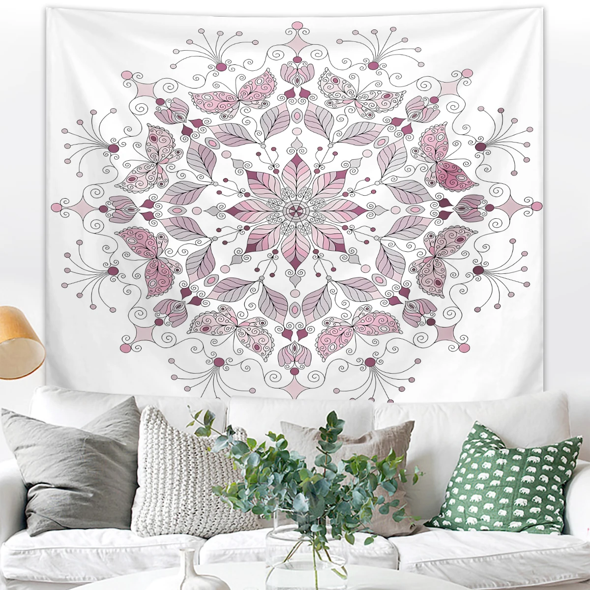 1pc Mandala Wandteppich, Schmetterling und Blumen Wandteppich, Schlafzimmer, Wohnzimmer, Schlafsaal Wand dekoration Wandbehang