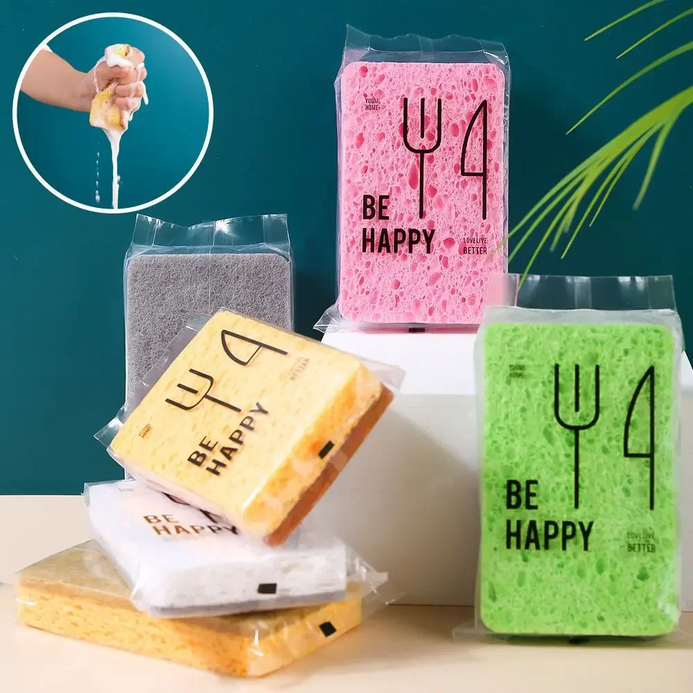 Dishwashing Sponge Solid Color Kitchen Cleaning Dishcloth Easy To Clean Brush Pot Sponge Block Dishwashing Brush