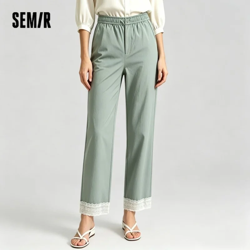 

Semir Casual Pants Women Loose Fit Wide Leg Pants Stylish Lace Detail 2025 New Summer Trendy Long Pants