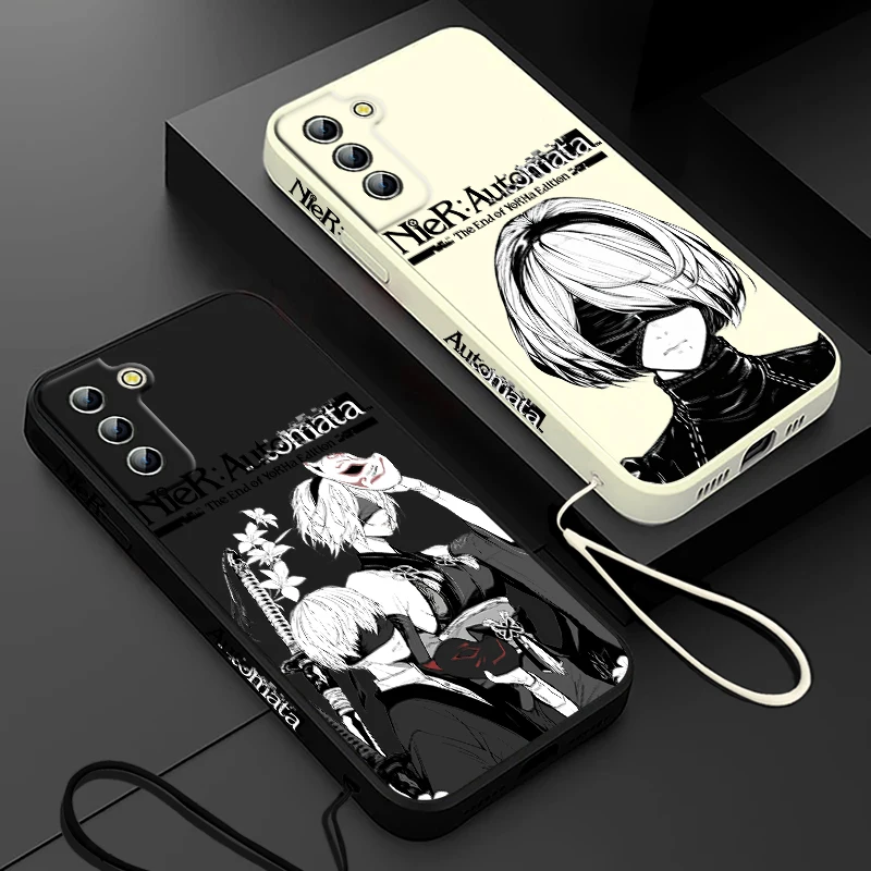 NieR Automata Anime Phone Case For Samsung Galaxy S24 S23 S22 S21 S20 Pro FE Plus Ultra Liquid Left Rope Cover