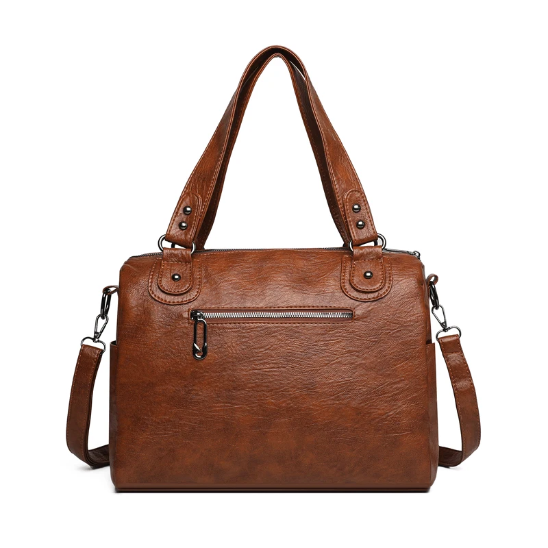 Modische Damen-Umhängetasche aus weichem Leder, große Kapazität, mehrere Außentaschen, abnehmbarer Riemen, Crossbody-Handtasche für den Alltag – Detail 14