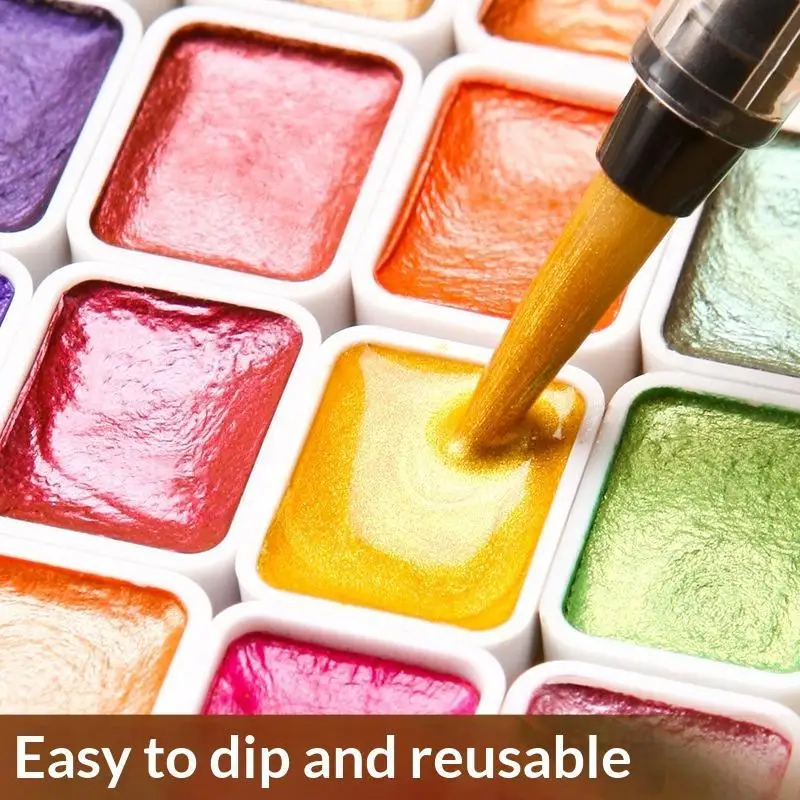 New New 20 Colors Metallic Pearlescent Solid Watercolor Paint Set With Glitter Effect For Artist Painting Sketching Art Creation