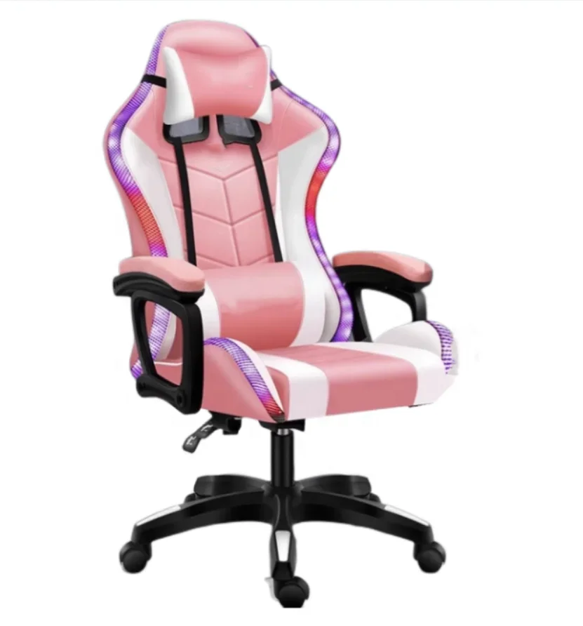 Luxury Gaming Gamer Computer Chair Gaming Massage Pu Leather LED Racing Gamer Chair With Footrest