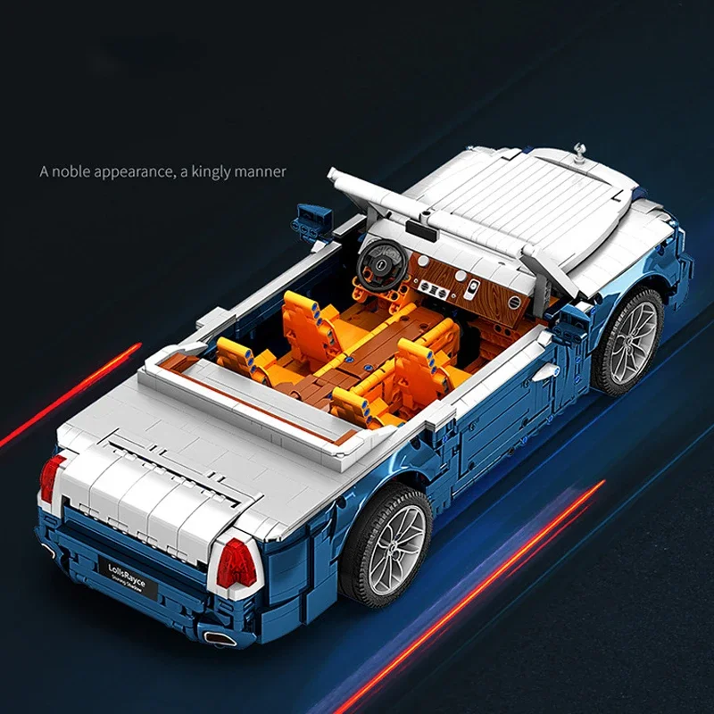 Tecnico 1:8 Rollsed Royced Dawn Convertible Sports Car Building Blocks veicolo da corsa assemblare mattoni giocattoli per bambini adulti regalo