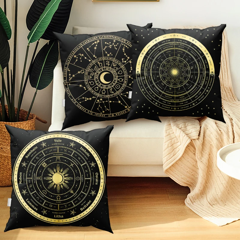 Wheel of the Zodiac Astrology Chart Cushion Case Pillowcase Throw Pillow Cover Seat Car Home Decor Sofa Bed Decor Pillowcase