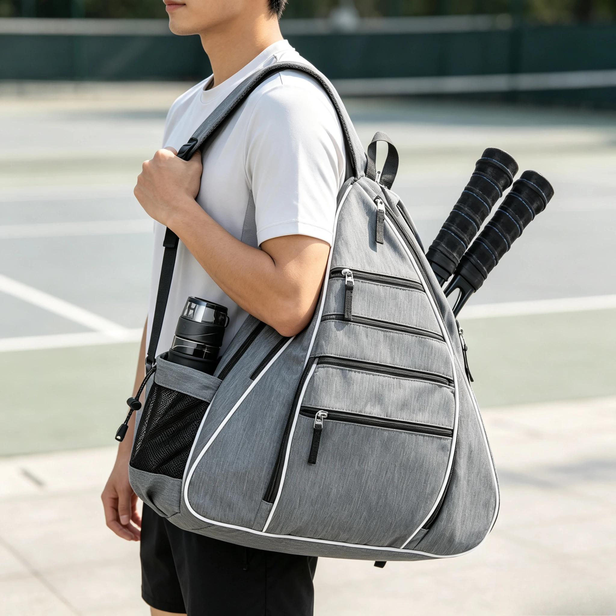 Unisex Single Shoulder Tennis Racket Carry Bag, Durable Sports Storage Backpack Suitable For Badminton, Pickleball and Table