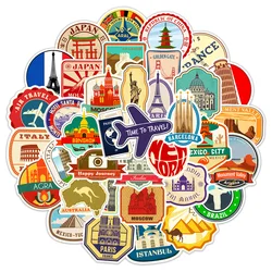 10/25/50pcs Graffiti Landmark World Travel Stickers for DIY Decor Stationery Suitcase Water Bottle Phone Laptop Skateboard