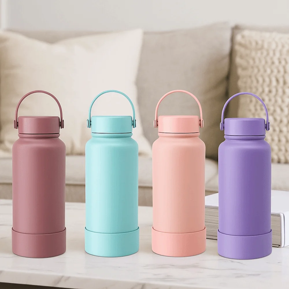 

1000ML Thermos Cup Stainless Steel Solid Color Sports Water Bottle Large Capacity Protect Insulation and Cold Coffee Cups
