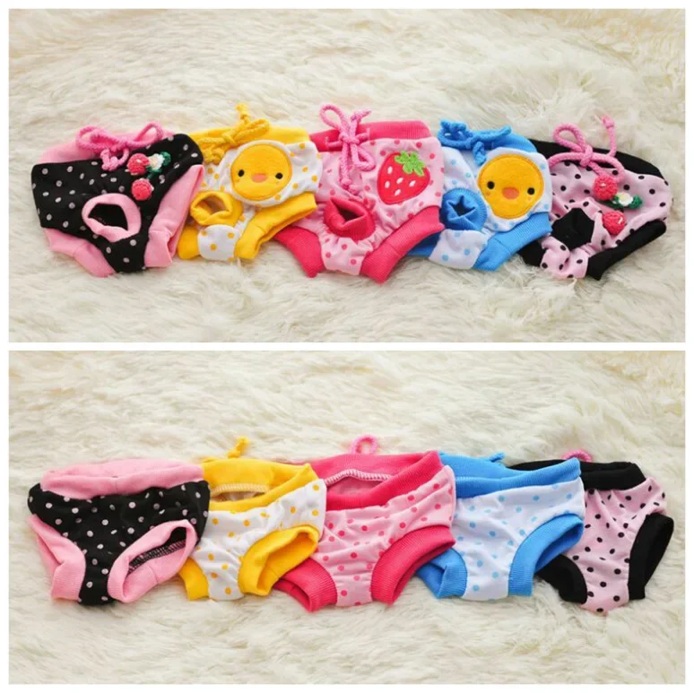 1PC Pet Dog Shorts Sanitary Physiological Pants Cute Fruit Print Diaper Dog Shorts Washable Female Dog Panties Diapers Supplies