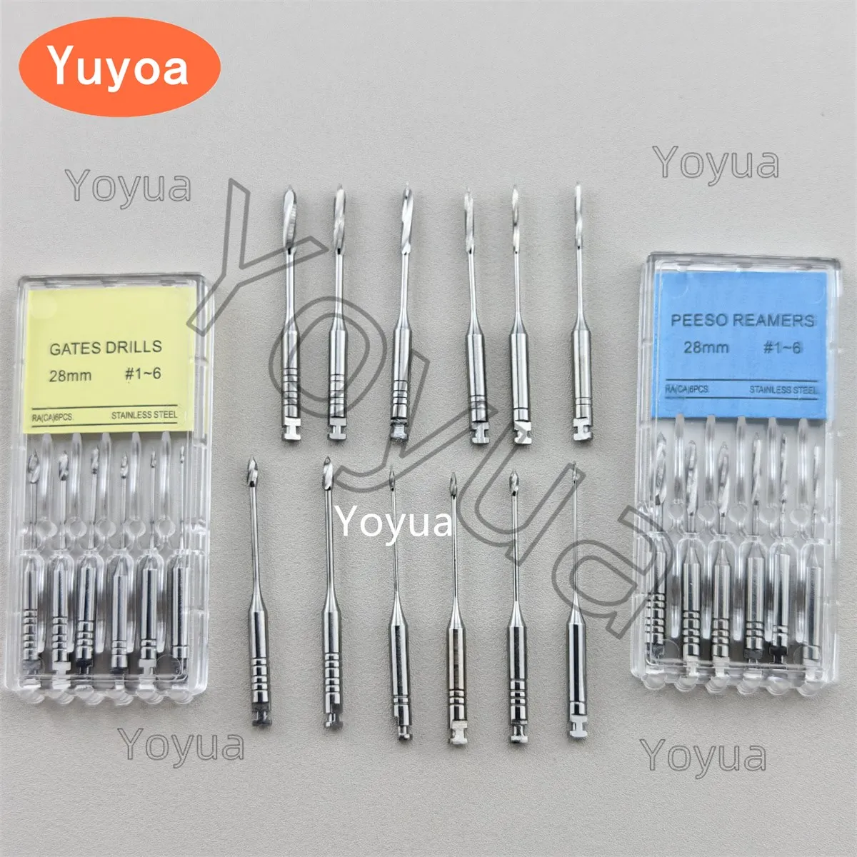 

5 x 6Pcs/Box Dental Engine Use Endodontic Gates Drill Peeso Reamers Glidden Rotary 28mm/32mm #1-6 Stainless Steel Endo Files
