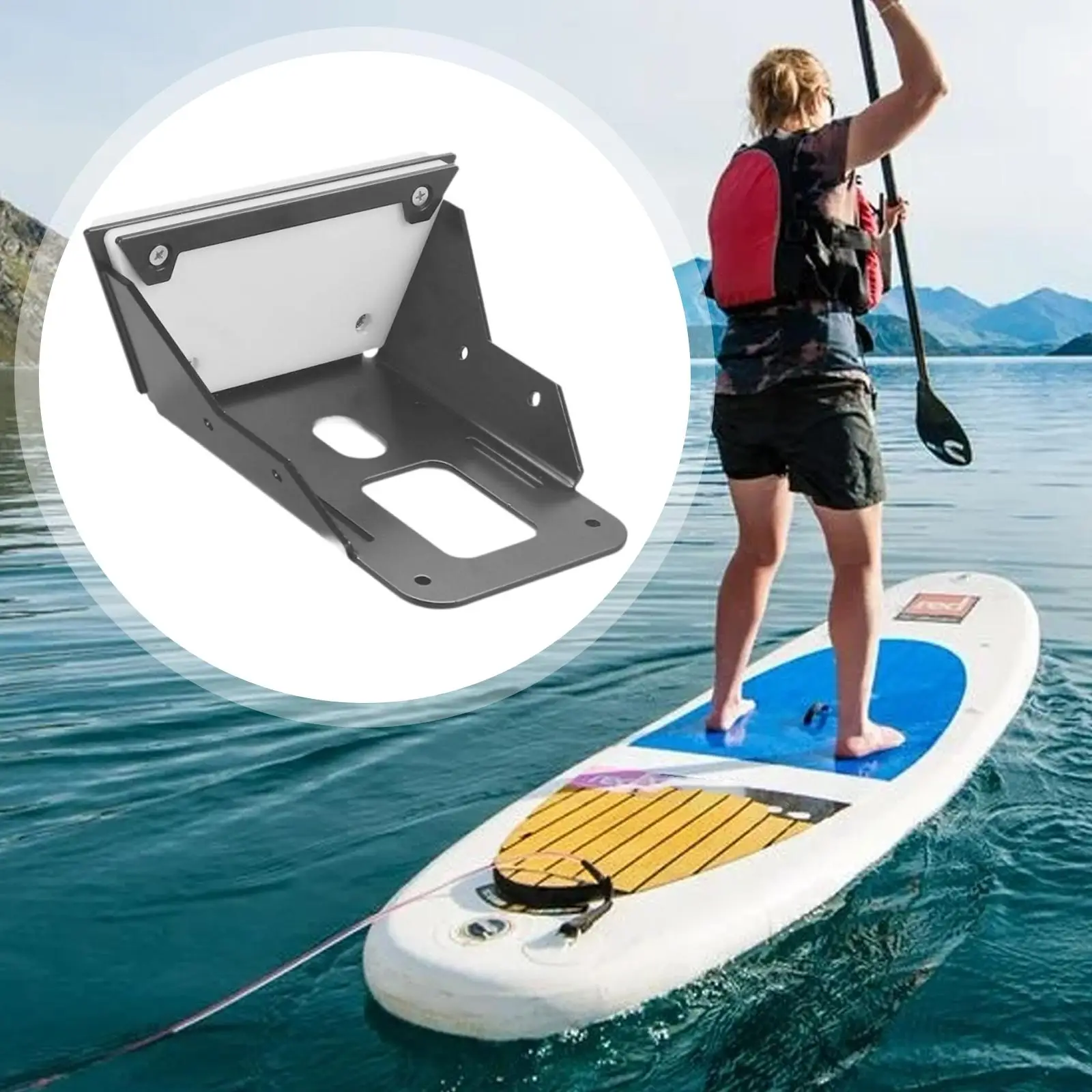 Staffa di montaggio per motore da traina per poppa per kayak Hardware in alluminio affidabile per kayak Pedale stabilizzatore Kayak e motore elettrico