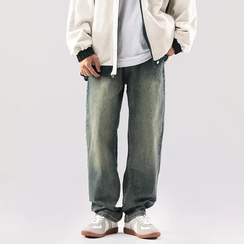 

Retro Loose Fit Men's Jeans Trendy Straight Leg Casual Pants Autumn Winter New Arrival Versatile Long Trousers for Men