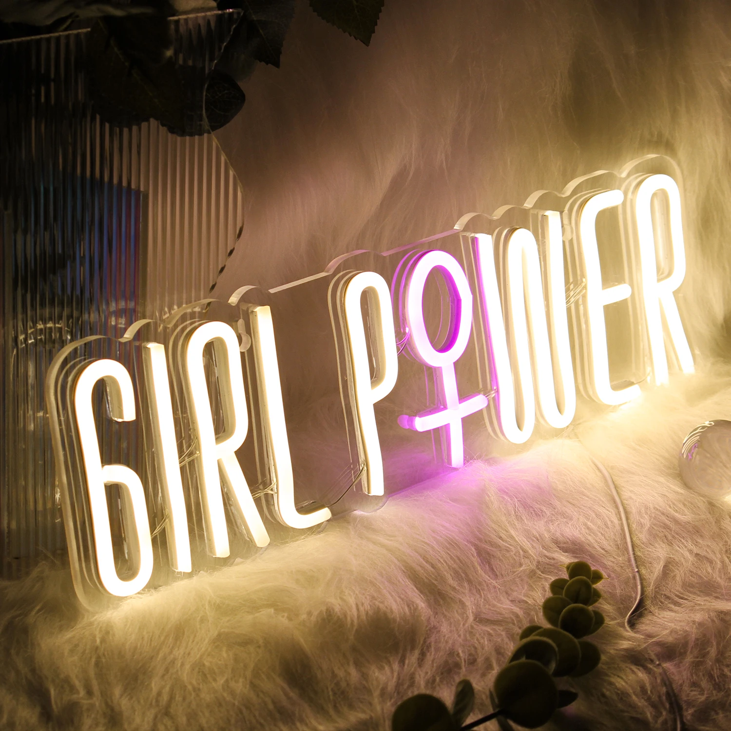 Imagem -02 - Led Neon Sign Letter Lâmpada de Parede Girl Power Luzes Noturnas Acrílicas Personalizadas Logotipo Inspirador para o Quarto Ginásio Casa Bar Usb