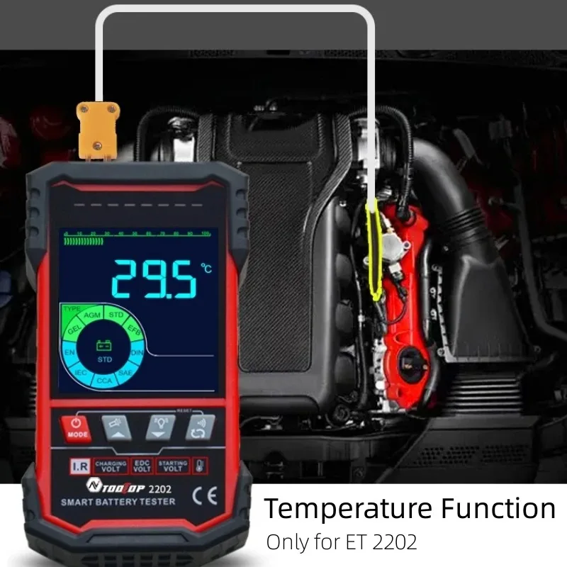 TOOLTOP 3.2 Inches Car Battery Tester 12V 24V Temperature Battery voltage Internal Resistance Test For Lead Acid Battery Test