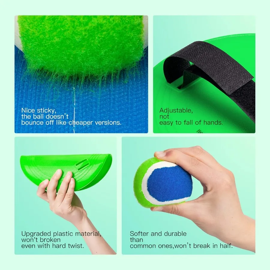 Toss catch paddle ball game set, jogos ao ar livre raquete quintal jogos, praia piscina areia gramado acampamento brinquedos com 8 pás 8 bolas 8 bir