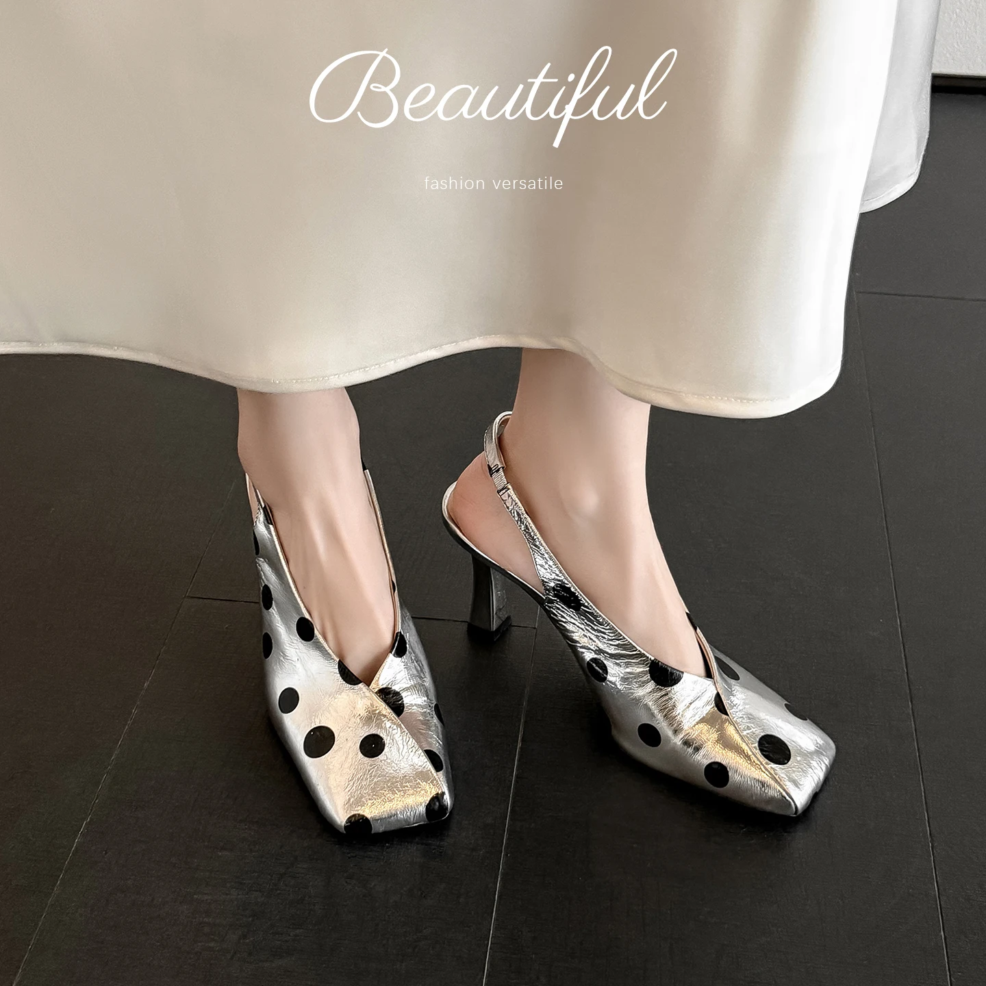 2026 new summer women sandals natural leather 22-25cm cowhide+sheepskin square toe back-buckle high heel women shoes fashion image 4