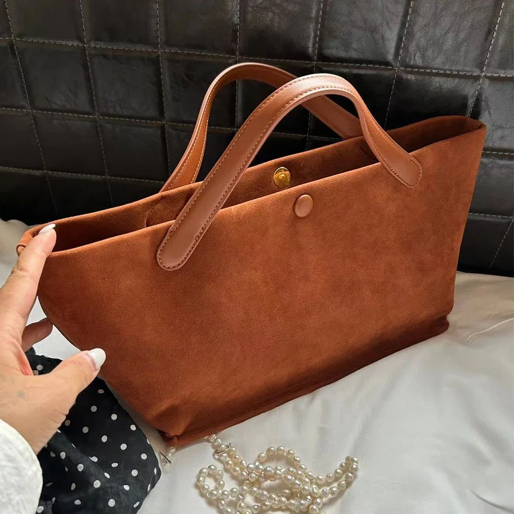 

Новые замшевые женские сумки, роскошная матовая сумка на плечо, ретро сумки-тоут большой вместимости для женщин, 2025 г., пригородная сумка-ведро, кошельки