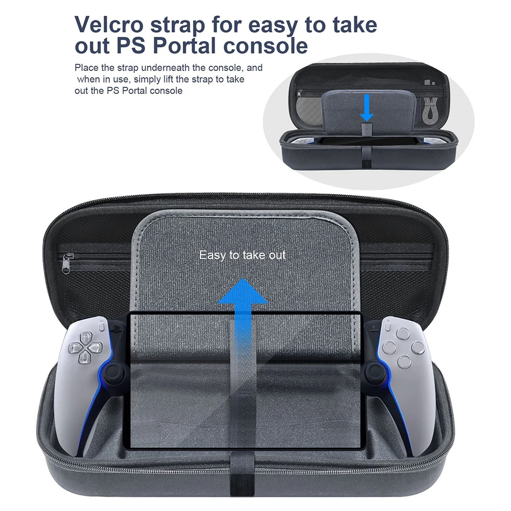 Travel Carrying Case Shockproof Hard Shell Carry Case Portable Protective Storage Bag with Mesh Pocket for PS5 Portal Console