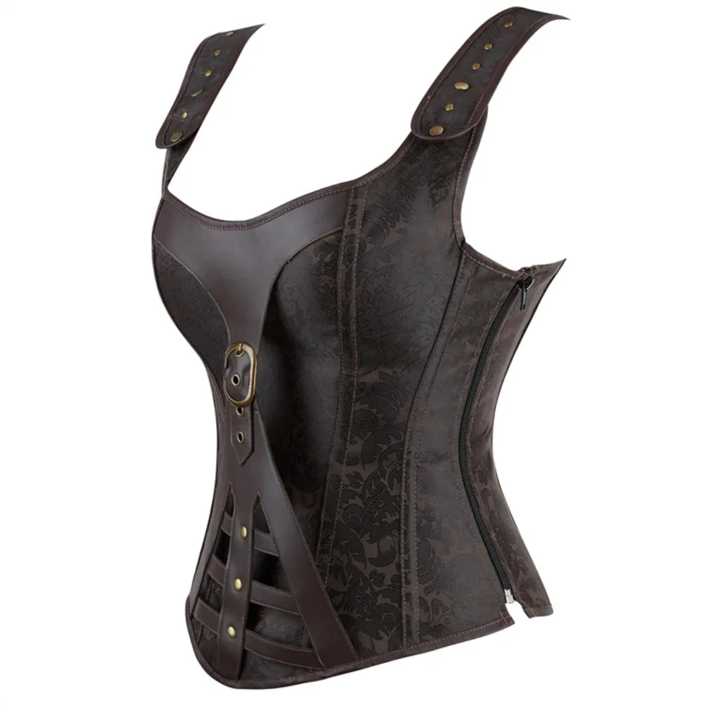 

Корсет в стиле стимпанк, топ, бретели, сексуальные кожаные женские готические корсеты с завышенной талией и бюстье, средневековый корсет в стиле ретро