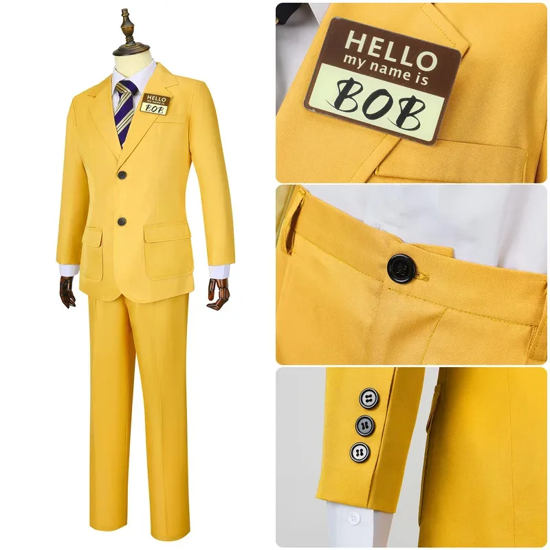 

qa156Новый BOB Косплей Костюм Желтая Униформа Пальто Топ Брюки Одежда Хэллоуин Карнавальный Костюм