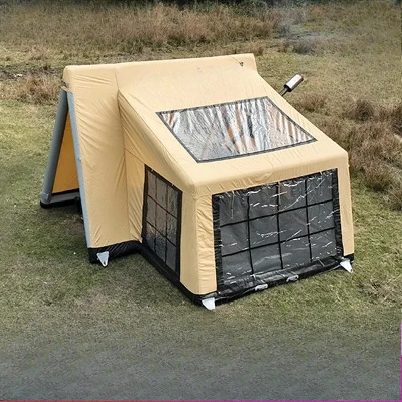 Sunscreen khaki new large space ultra-light fast drive mountaineering cold-resistant camping inflatable camping tent small