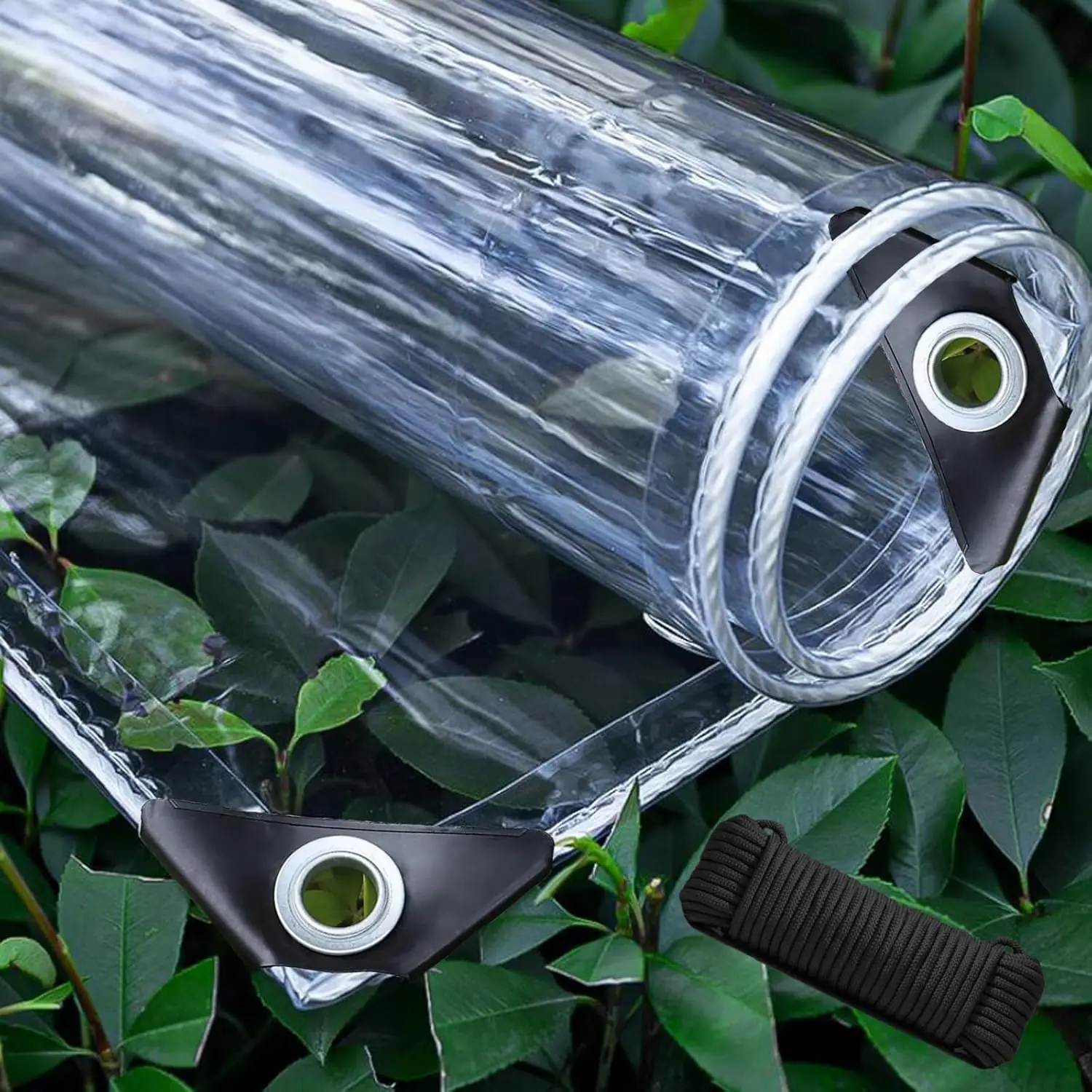 

Clear Heavy Duty Waterproof Vinyl Tarp 8x10 FT, UV & Tear Resistant with Metal Grommets for Outdoor Use