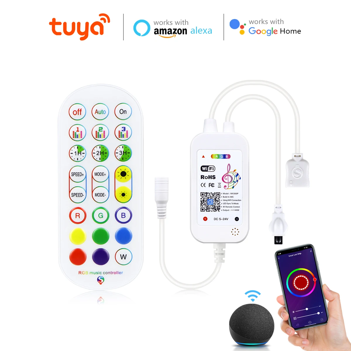 DC 12V Tuya Smart Life WIFI Controller / Bluetooth Smart Accessory Power Adapter do taśm LED RGB COB LED Light 2835/5050