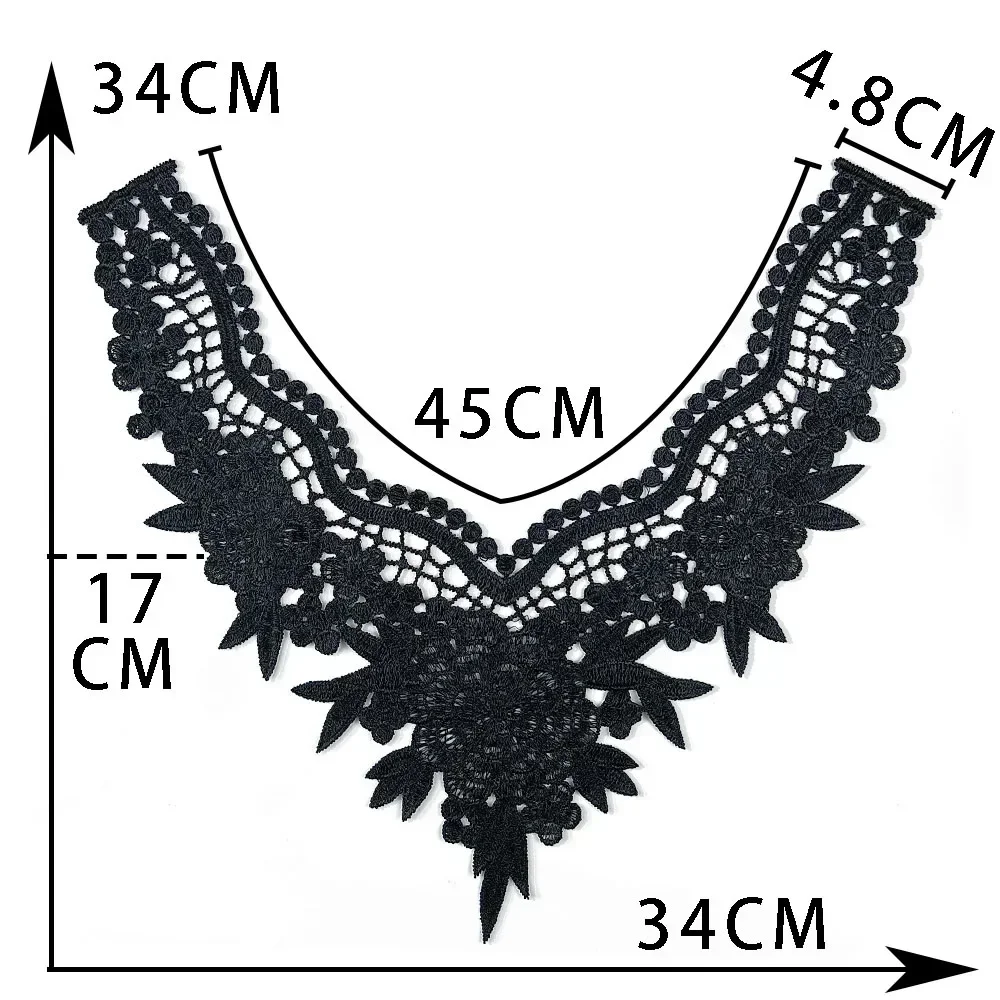 Black and white polyester material embroidered collar DIY sewn decoration with clothing accessories