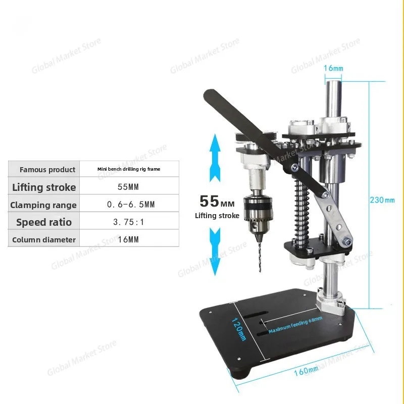 

Micro desktop drilling rig stand, portable mini bracket, desktop rotary drilling, household 775 motor, diy metal