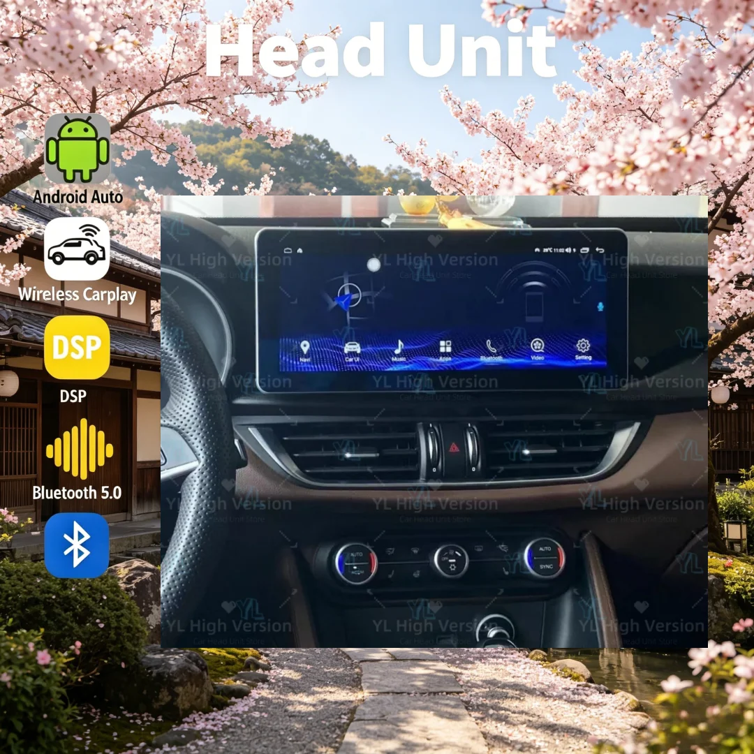 ym For Alfa Romeo Giulia Stelvio 2017-2021 Android Auto Multimedia DVD Player Carplay GPS Navigation Touch Screen Car Radio DSP