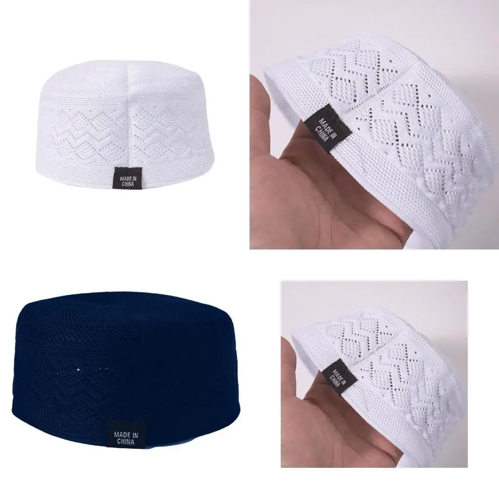 

39BB Muslims Men Prayer Hat Elegant Skull Kufi Hat for Everyday Use and Holiday Event