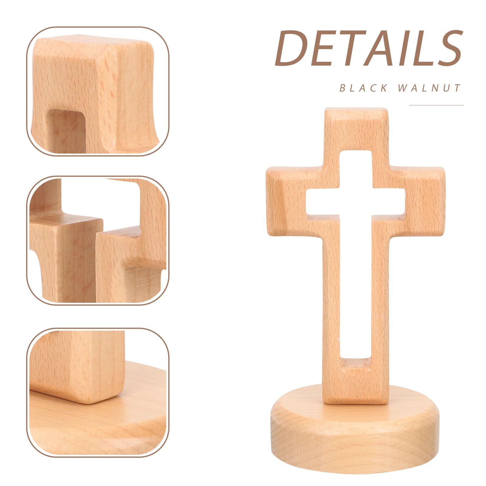 Wooden Ornaments Collection Cross Desk Decor House Gift Standing Shaped Household Office Tealight Candles