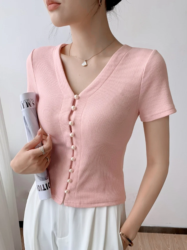 2023 Fashion Small Shirt T-shirt Women's Shoulder Short Short Sleeve