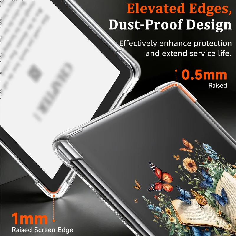 Slim clear TPU case for kobo, Kindle Paperwhite 12/5, 10/11th.Ultra-thin,transparent,shockproof protective cover for e-readers.