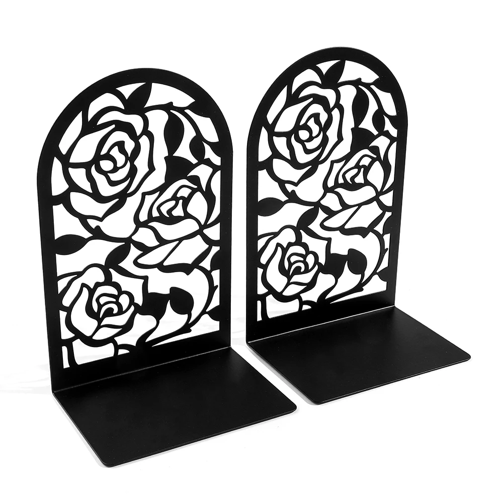 2 Style Rose Book Ends for Book Lovers Bookend for Heavy Books Home Book Rack Holder Office Desktop Gift for Women Men