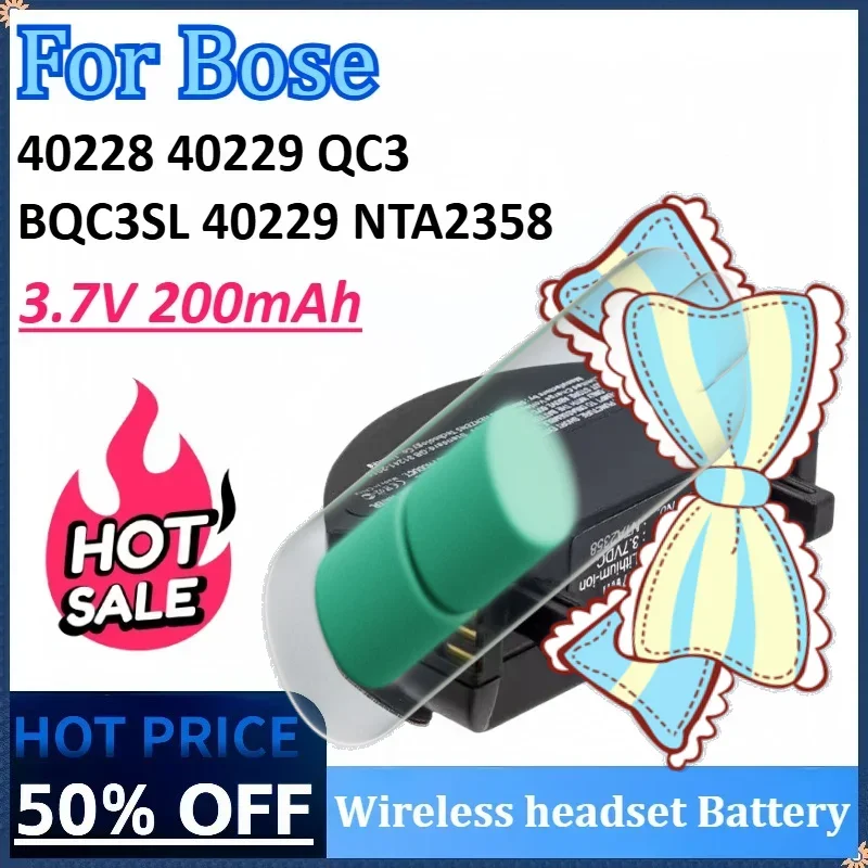 

3.7V 200mAh 0.7Wh Wireless headset Battery 40229 NTA2358 for Bose 40228 40229 QC3 BQC3SL Rechargeable Battery